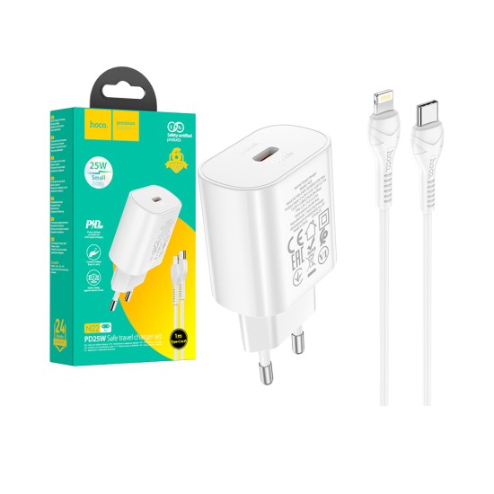 Hoco N22 Jetta PD25W Type-C to Lightning Charger 1m Cable White Hoco N22 Jetta PD25W Type-C to Lightning Charger 1m Cable White